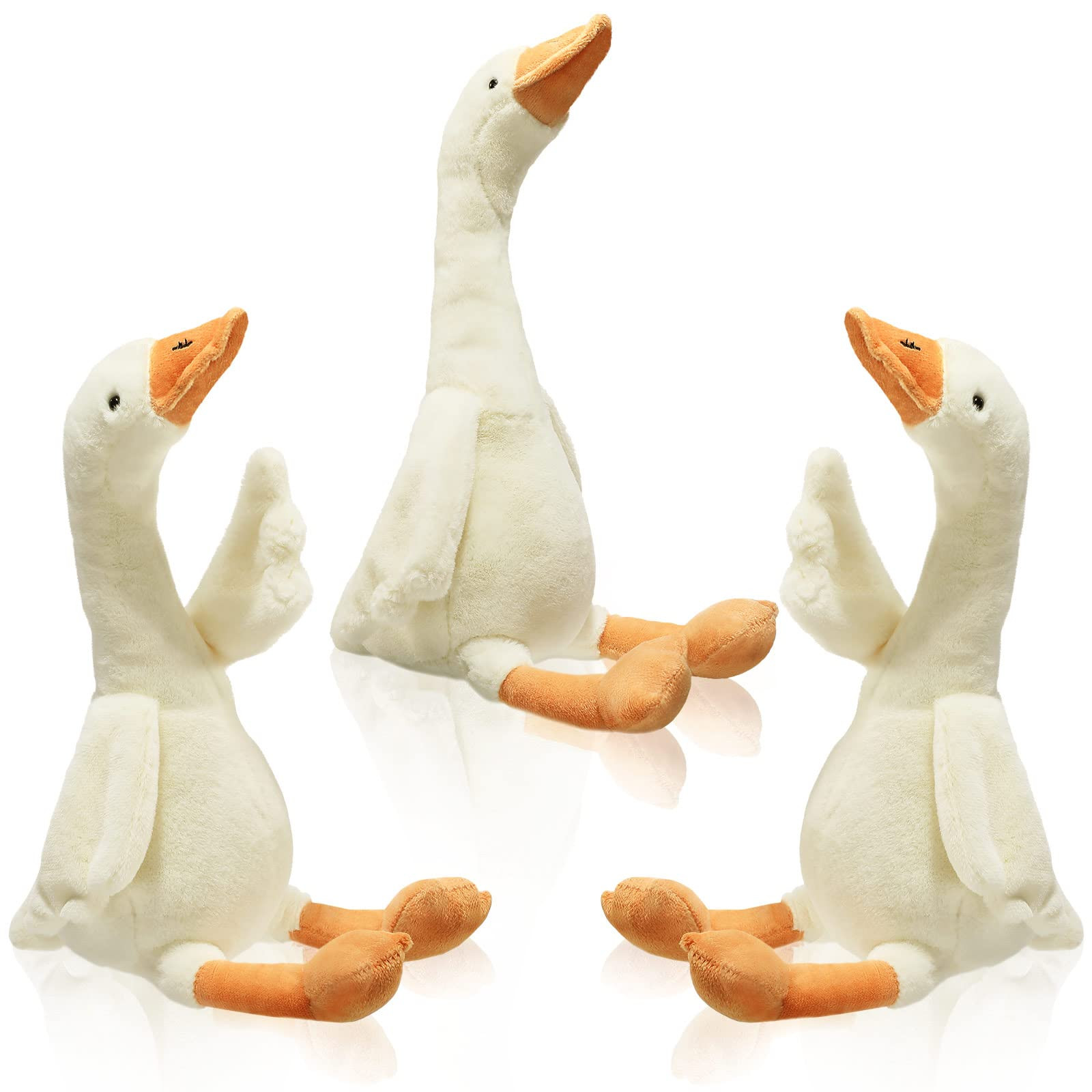 Sosation 3 Pieces 15.7'' Swan Stuffed Animal, Goose Plush Stuffed Animal Toy White Fluffy Cute Go... | Amazon (US)
