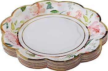 Kate Aspen Pink Floral 7 in. Decorative Premium Paper Plates (350 GSM weight -Set of 16) - Perfec... | Amazon (US)