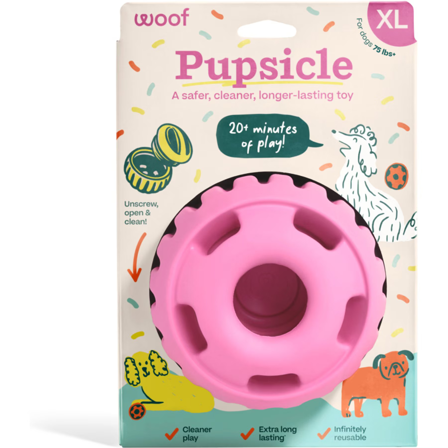 Woof Party Pupsicle Treat Dispensing Dog Toy, Party Pink, X-Large | Chewy