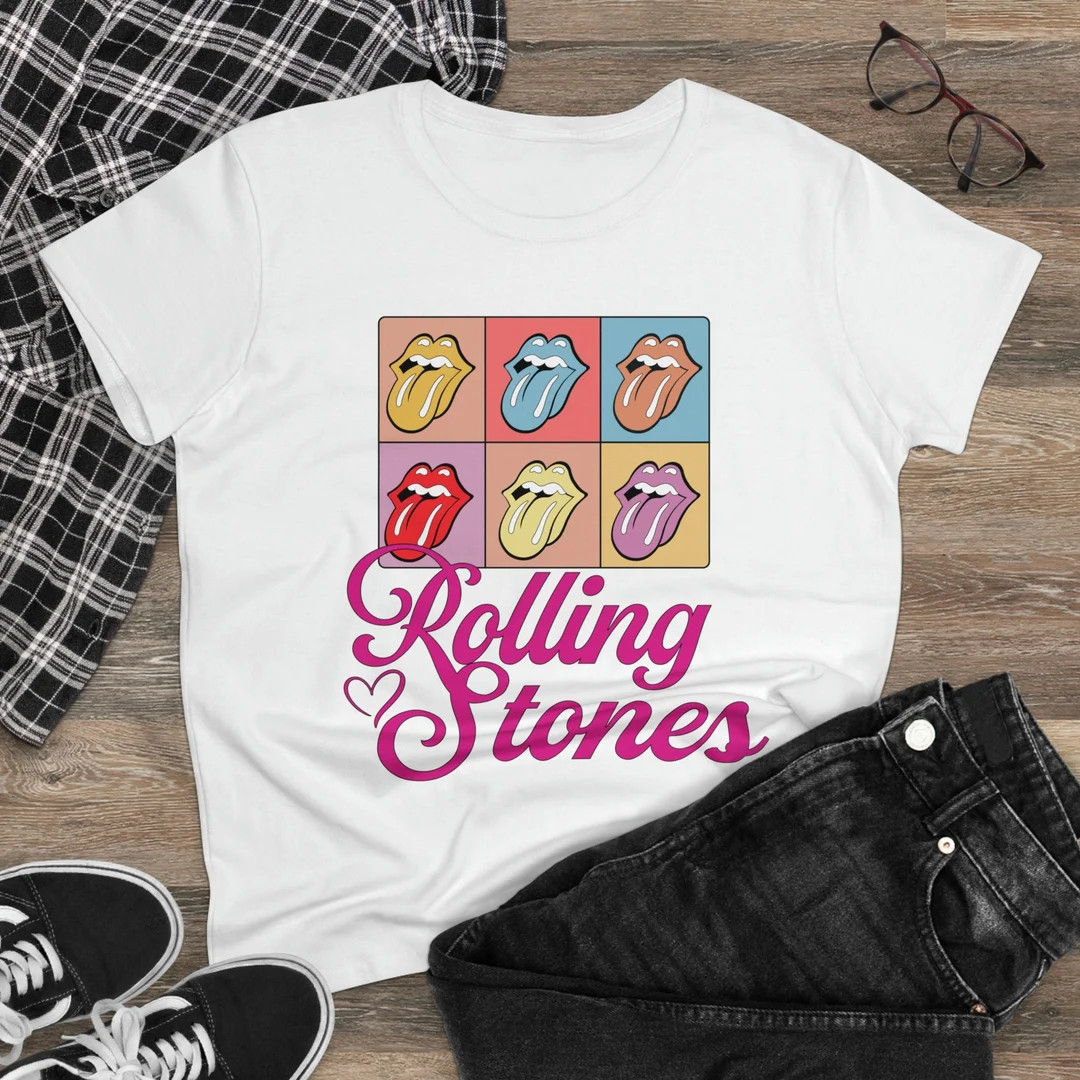 Rolling Stones tshirt vintage rolling stones Design tshirt for women rolling stones tee for music... | Etsy (US)
