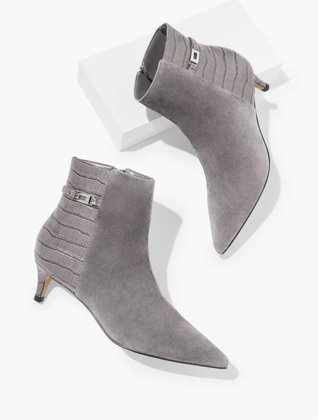 Kait Suede Curved Ankle Boots | Talbots