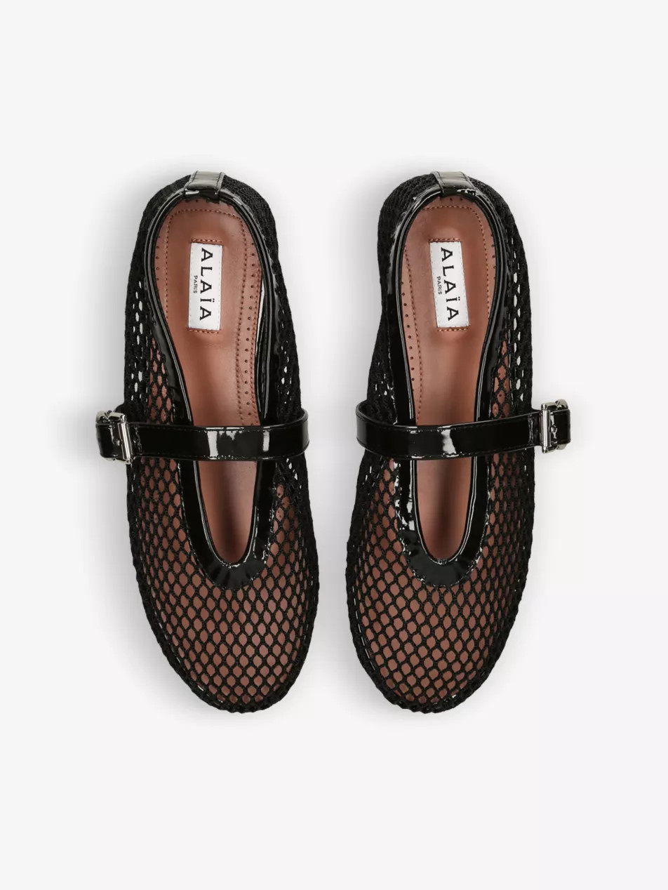 Rhinestone-embellished leather ballet flats | Selfridges