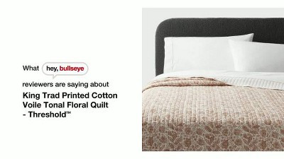 King Printed Cotton Voile Tonal Floral Quilt Ivory/Camel - Threshold\u2122: Midweight, Machine Wa... | Target
