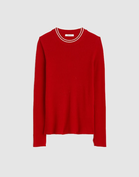Double Layered Crewneck in Merino-Silk Blend | Madewell