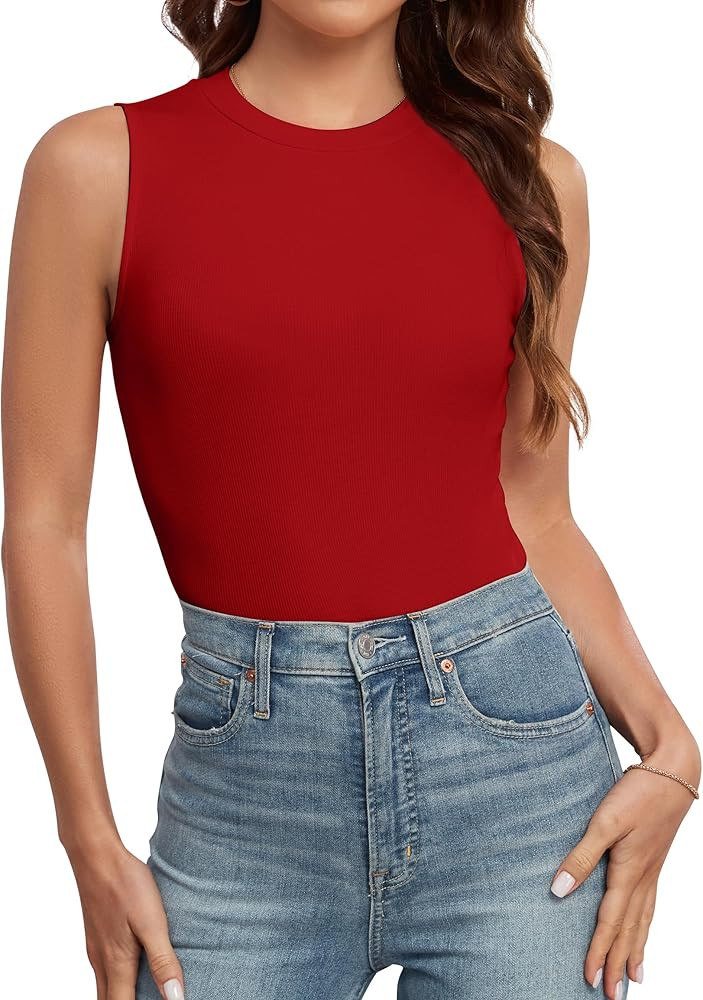 Tank Tops for Women Summer Sleeveless Racerback Casual Basic Ribbed Slim Fitted Shirts | Amazon (US)