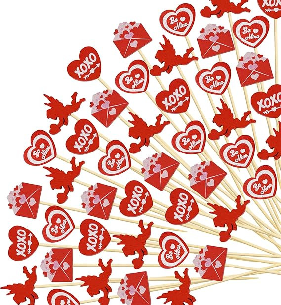200Pcs Heart Cocktail Picks,4.7" Valentine's Day Cocktail Picks Love Heart Toothpicks for Appetiz... | Amazon (US)