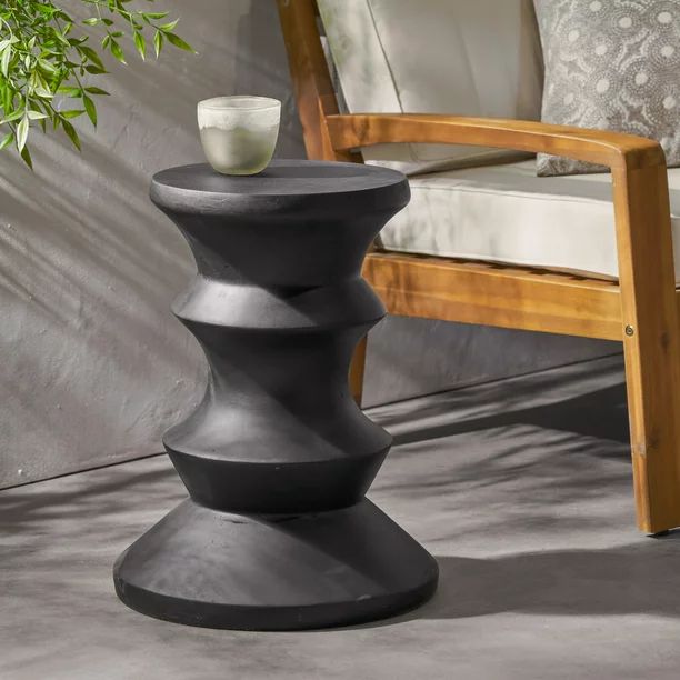 Outdoor 22" Light-Weight Concrete Side Table, Black | Walmart (US)