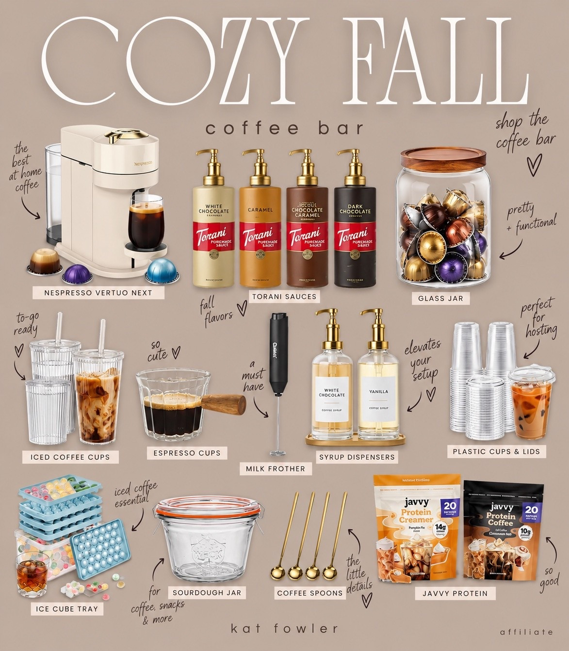 Cozy Fall Coffee Bar Essentials ☕🍂🤎

Everything you need for the cutest at-home coffee setup! I rounded up coffee makers, syrup dispensers, frothers, iced coffee cups, pod storage + all the little accessories that make homemade coffee feel like a coffee shop treat. Linking all my finds here! ✨

#LTKHome #LTKFinds #CoffeeBar #AmazonFinds #CoffeeFinds #HomeCafe #FallHome #KitchenFinds

#LTKHome #LTKfoodie #LTKSeasonal