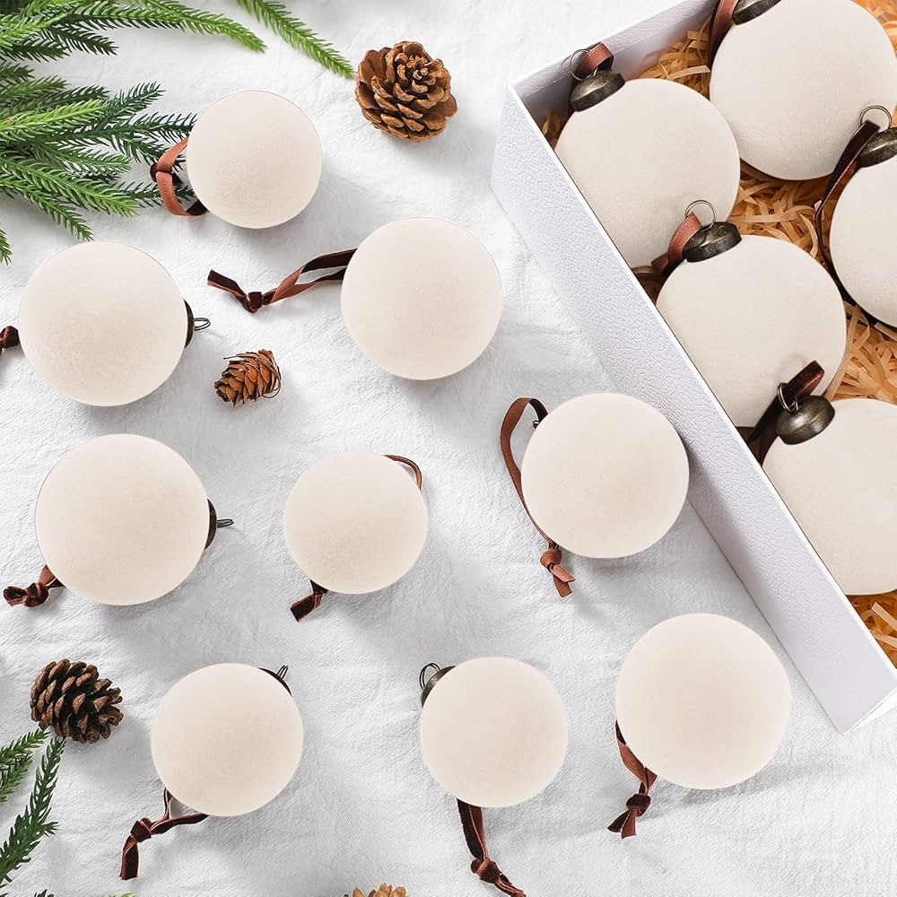 18 Pcs Christmas Velvet Christmas Balls Bulk Flocked Xmas Tree Ball Ornaments Plastic Velvet Chri... | Amazon (US)