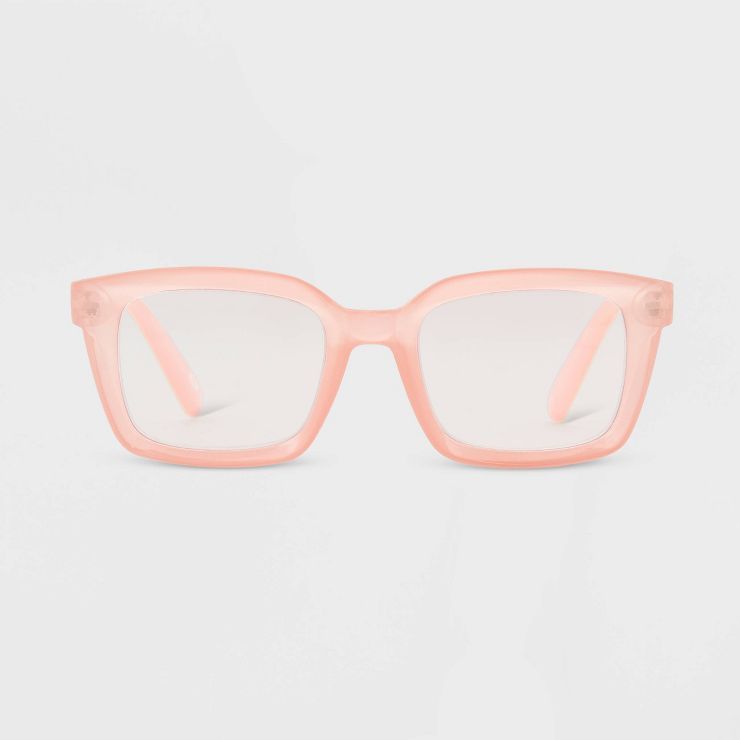 Women's Shiny Plastic Rectangle Blue Light Filtering Glasses - Universal Thread™ Rose Pink | Target