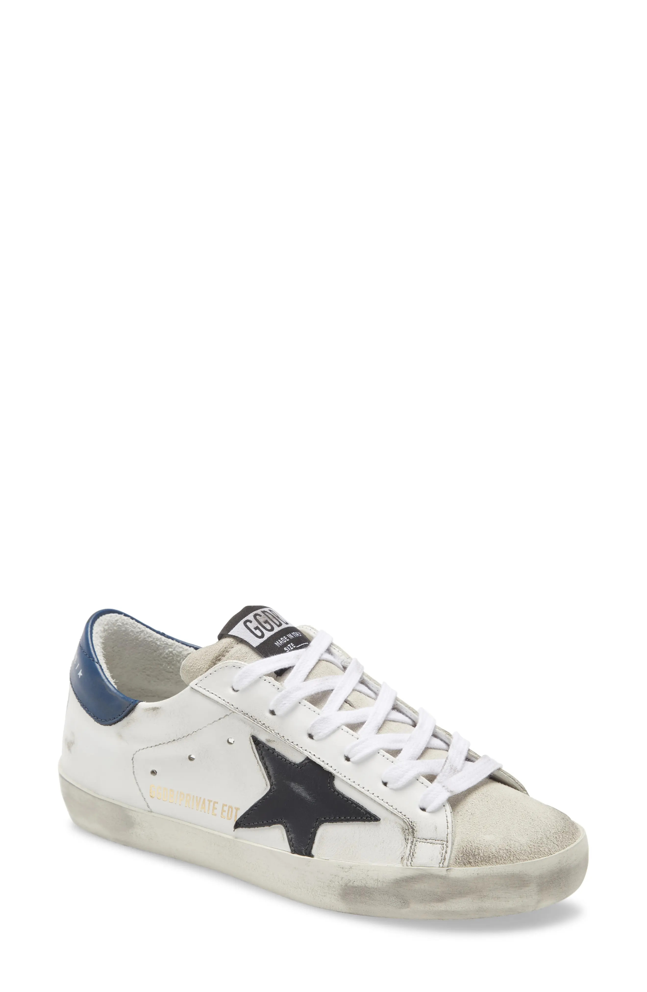 Golden Goose Super-Star Low Top Sneaker in White/Ice/Black/Navy at Nordstrom, Size 7Us | Nordstrom