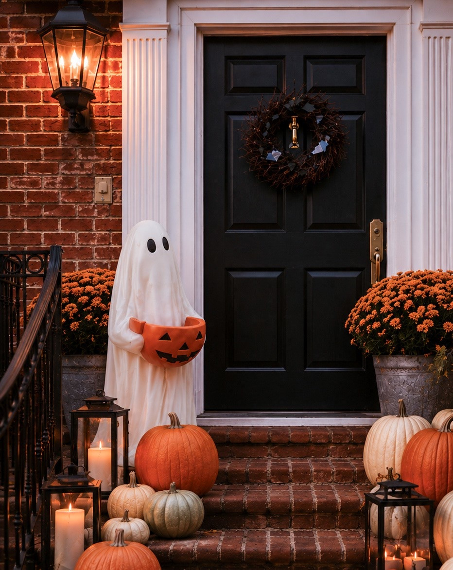 Halloween front porch 
!! Halloween decor, Halloween ghost