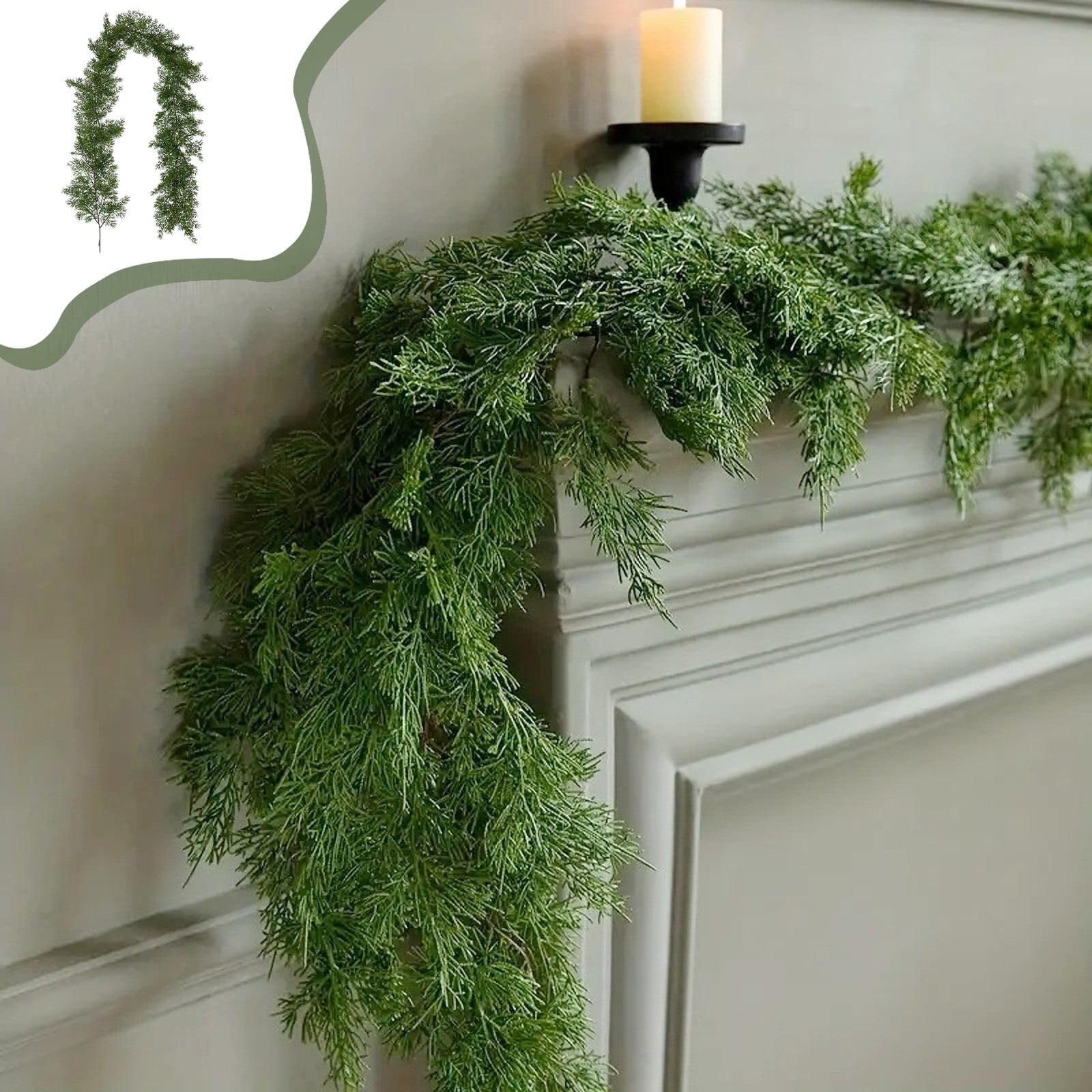 6 Ft Christmas Garland - Cedar Garland - Cypress Garland - Real Touch Pine Garland - Garland Chri... | Walmart (US)