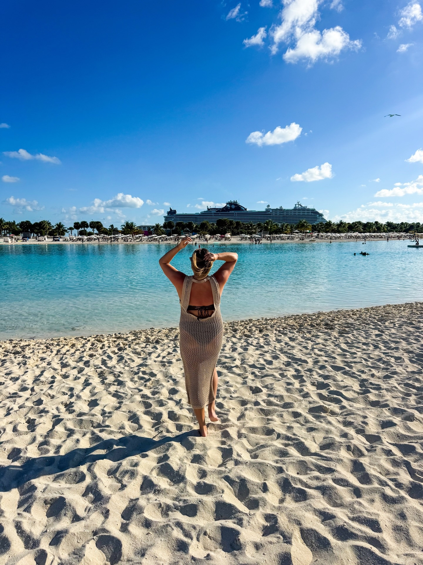 sea ya 2025. wore this long open knit midi cover up with a fun open back on my cruise when we stopped in the bahamas. neutral beach cover up that’s a little fun and sexy. 

#LTKMidsize #LTKTravel #LTKSeasonal