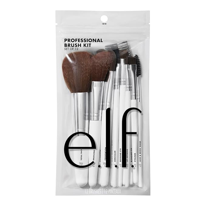 e.l.f. Professional Set of 12 Makeup Brushes, Pro-Worthy Makeup Brushes For A Flawless Full-Face ... | Amazon (US)