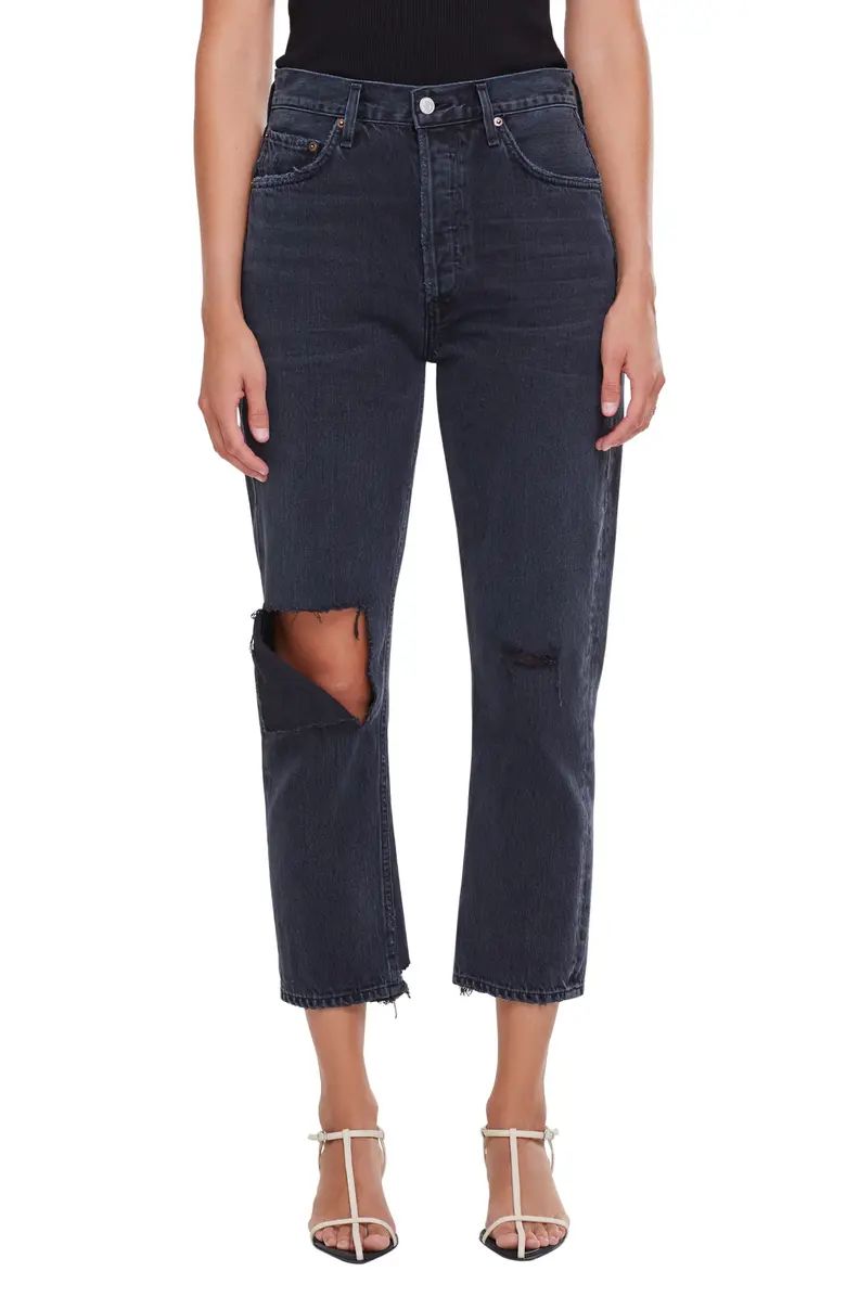 AGOLDE Riley Ripped Crop Straight Leg Jeans | Nordstrom | Nordstrom