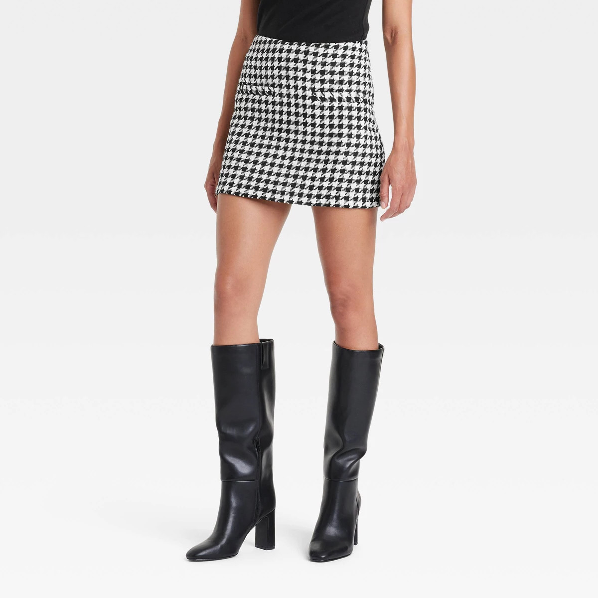 Women's Mini A-Line Skirt - A New Day™ Black/Cream Houndstooth | Target