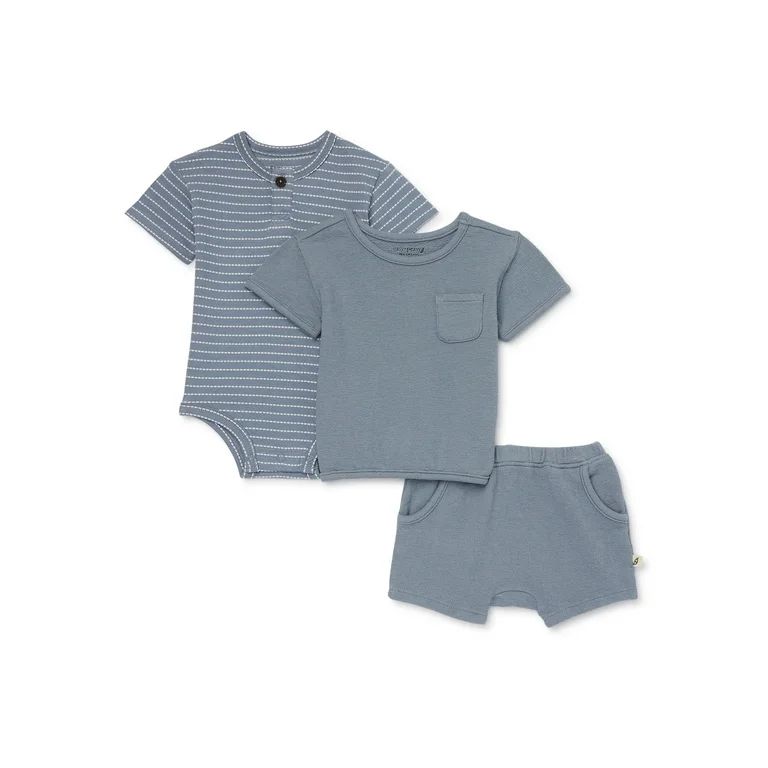 easy-peasy Baby Short Sleeve Tops and Short Outfit Set, 3-Piece, Sizes 0-24 Months | Walmart (US)