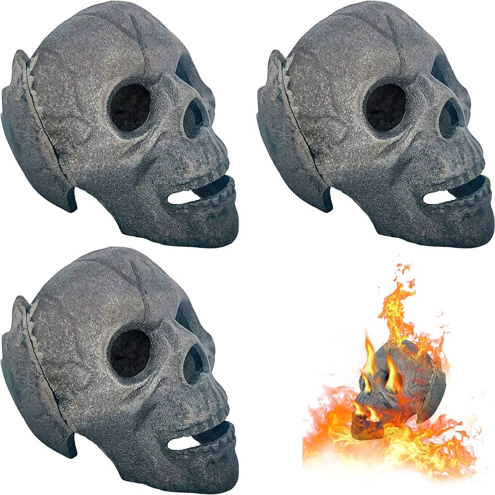 ANNSONG 3 PCS Fireproof Fire Pit Skull, Made of Metal, for Bonfire, Campfire, Fireplace, Firepit,... | Amazon (US)