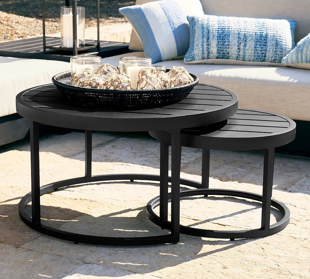 Malibu Metal Round Nesting Outdoor Coffee Table | Pottery Barn (US)