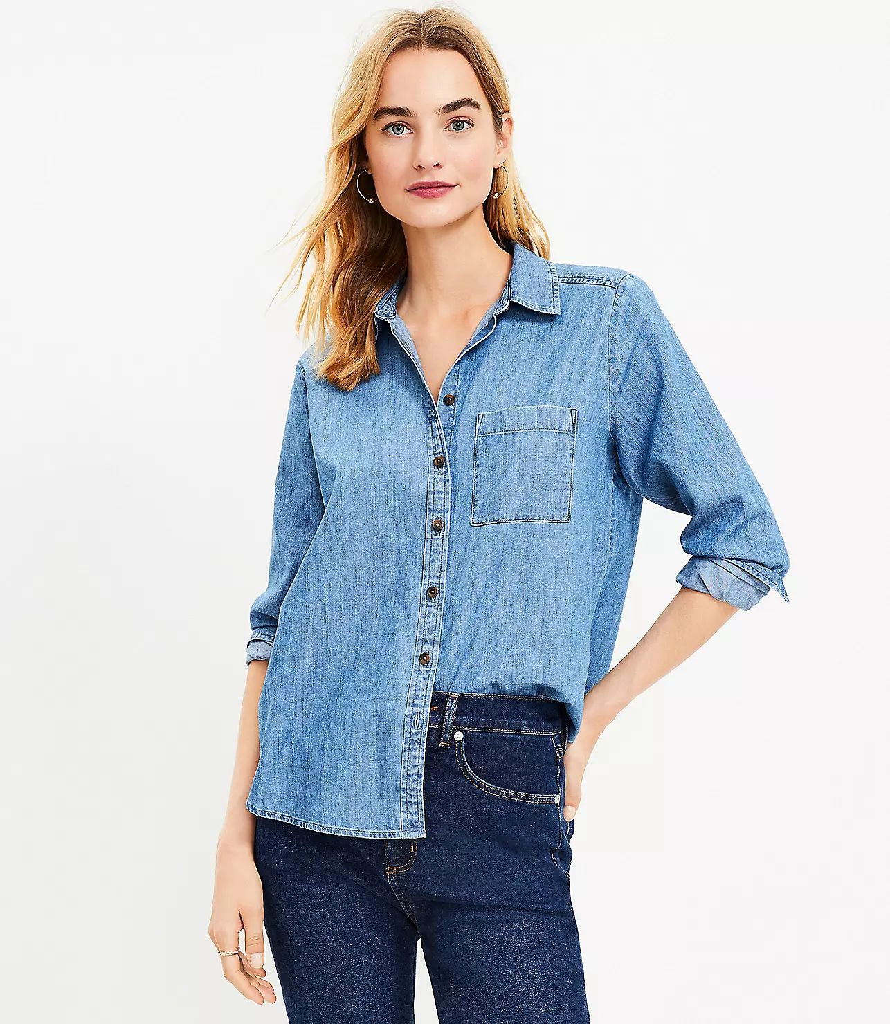 Chambray Everyday Shirt | LOFT