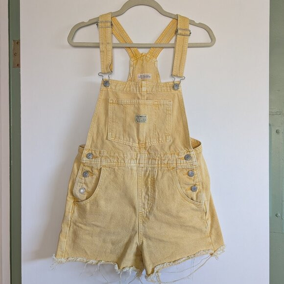 Levi's denim romper yellow Size XS overall cutoffs | Poshmark
