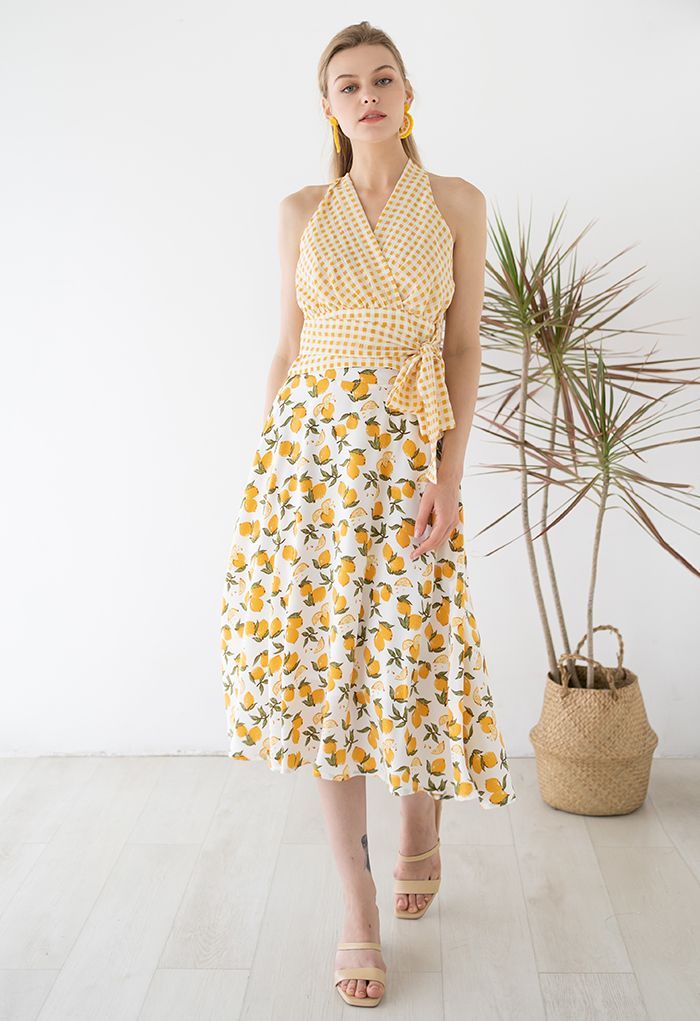 Summer Lemon Flare Hem Midi Skirt | Chicwish