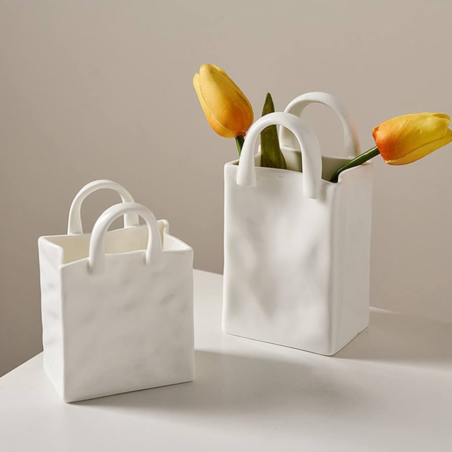 Ceramic Handbag Flower Vase, Cute Bag Vase, Unique Purse Vase, Modernism Minimalist Ceramic Purse... | Amazon (US)