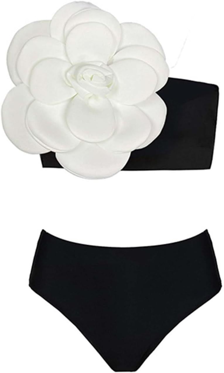 3D Flower Swimsuit for Women Sexy Bandeau High Waisted Vintage Bikini Sets 2 Piece Bathing Suit B... | Amazon (US)
