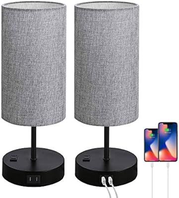 Set of 2 Touch Control Bedside Table Lamp, 3-Way Dimmable Nightstand Lamps with 2 USB Charging Po... | Amazon (US)