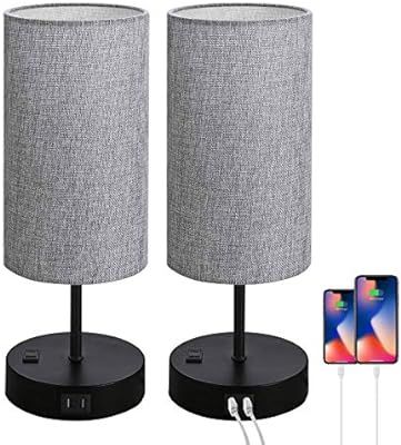 Set of 2 Touch Control Bedside Table Lamp, 3-Way Dimmable Nightstand Lamps with 2 USB Charging Po... | Amazon (US)