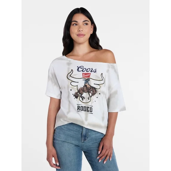 Coors Women's Off the Shoulder Graphic Print Tee, Sizes XXS-XXL | Walmart (US)