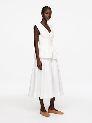 Bubble-Hem Pintuck Top – White – Women – ARKET GB | Arket UK