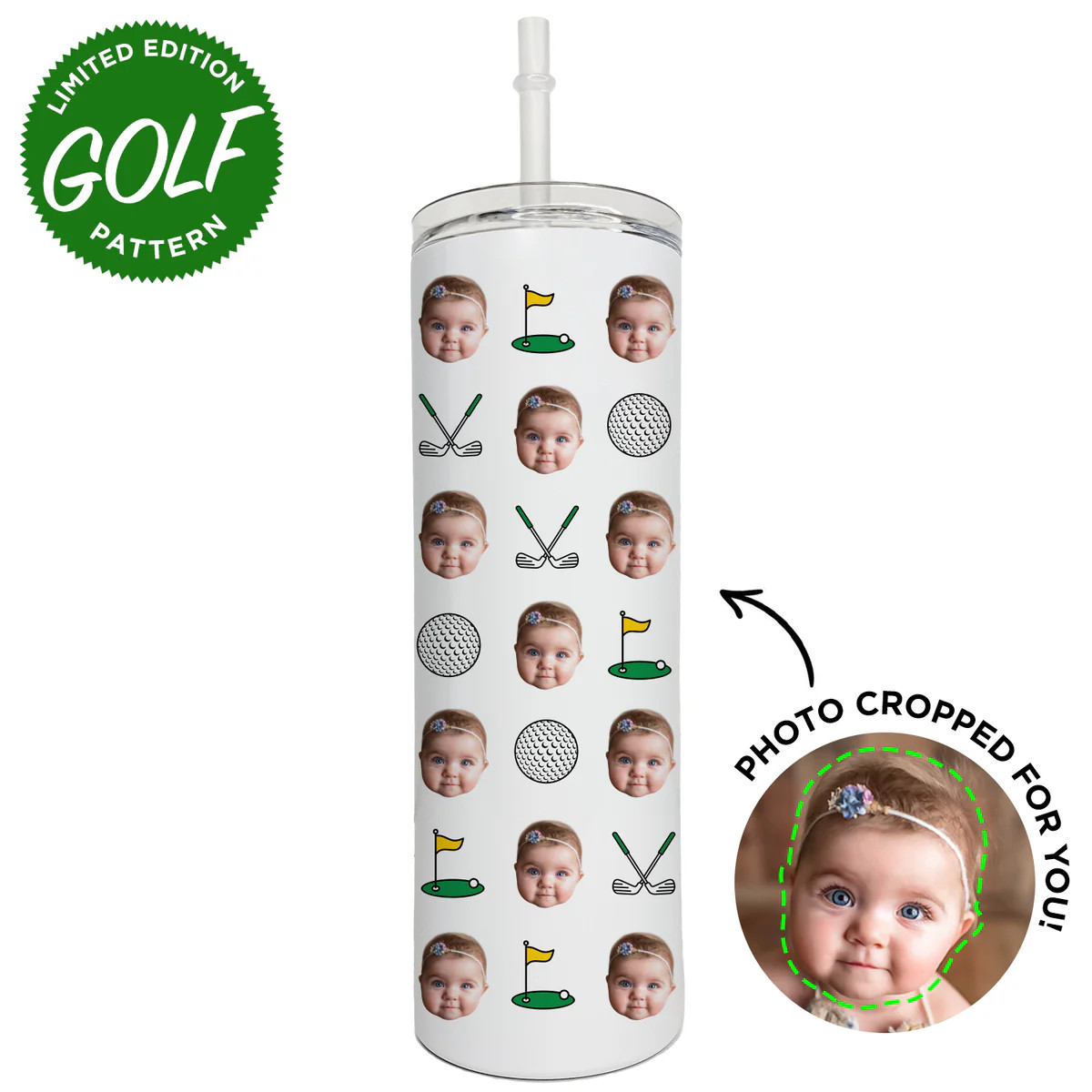 Personalized Golf Pattern Skinny Tumbler | Type League Press