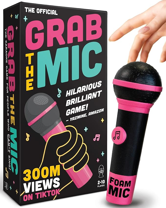 Lucky Egg Official Grab The Mic – Family Karaoke Board Game w/Foam Mic, 8+ Ages, 2-10 Players -... | Amazon (US)