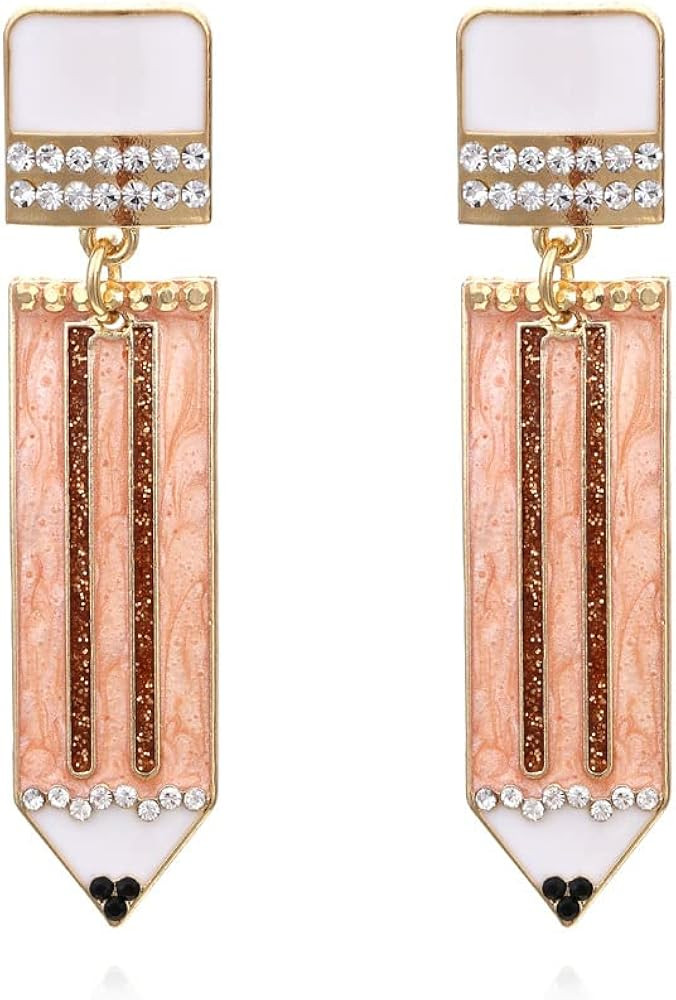 Funny Pencil Crystal Drop Dangle Earrings Stud Earrings for Women Teen Girls, Teachers, Professor... | Amazon (US)