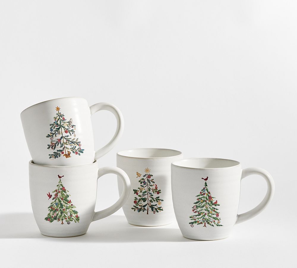 Christmas in the Country Stoneware Mugs - Set of 4 | Pottery Barn (US)