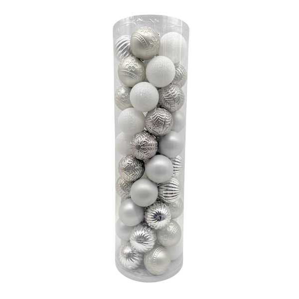 Providence Silver 50-Count Silver Ornament Mix, 2.36" | At Home