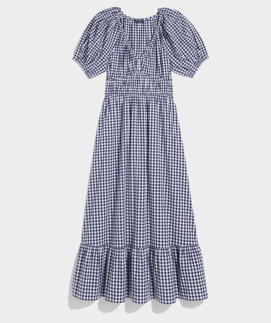 Marina Poplin Puff-Sleeve Midi Dress | vineyard vines