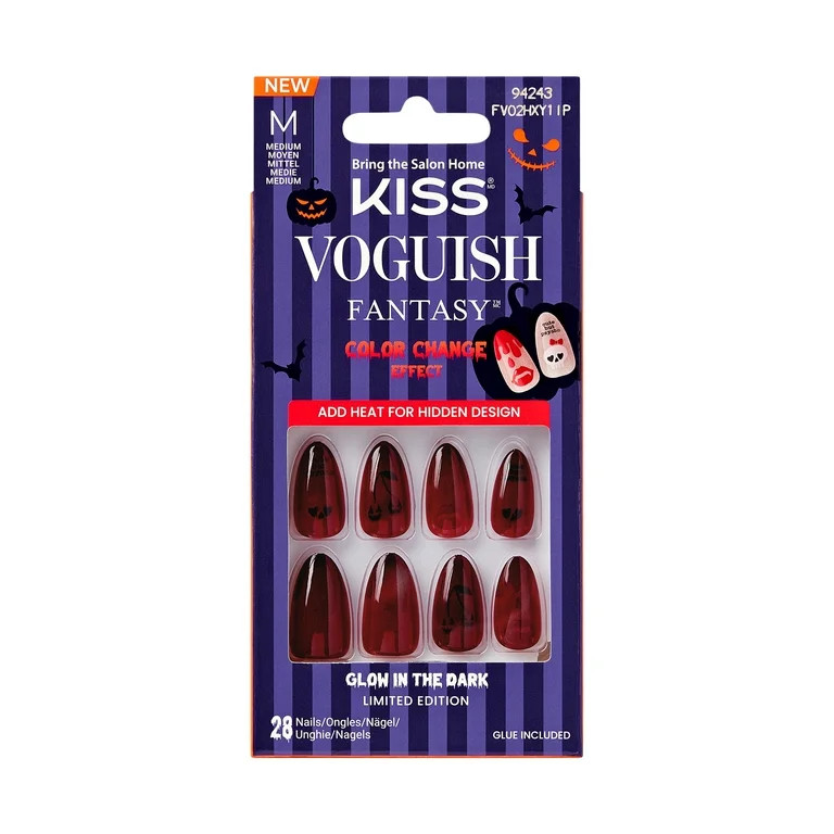 KISS Voguish Fantasy Halloween Press-On Nails, Red, Medium Almond, 31 Ct. | Walmart (US)
