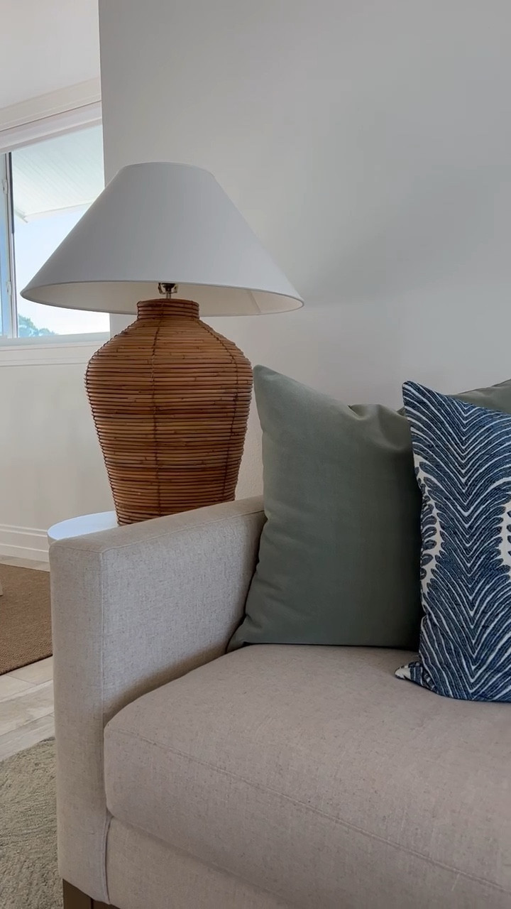 Lamp, table lamp, woven lamp, organic neutral coastal design, sofa, pillow, throw pillow, blue pillow, green pillow, neutral rug, home finds, interior designer finds

#LTKhome #LTKfindsunder100 #LTKstyletip
