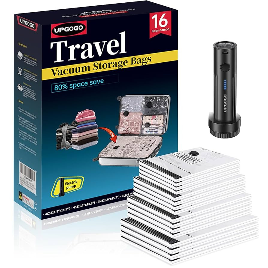 Combo 16 Pack Travel Vacuum Bags for Luggage with Portable Electric Pump,Vacuum Seal Bags for Clo... | Amazon (US)