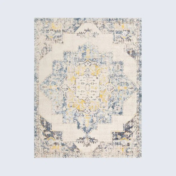 Walker Oriental Area Rug in Blue/Bright Yellow | Wayfair North America