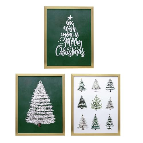 ArtbyHannah Framed Christmas Wall Art, Christmas Wall Decor with Green Christmas Tree, 3 Pack 11x14 Inch Christmas Pictures Wall Decor, Indoor Christmas Decorations for Home | Amazon (US)