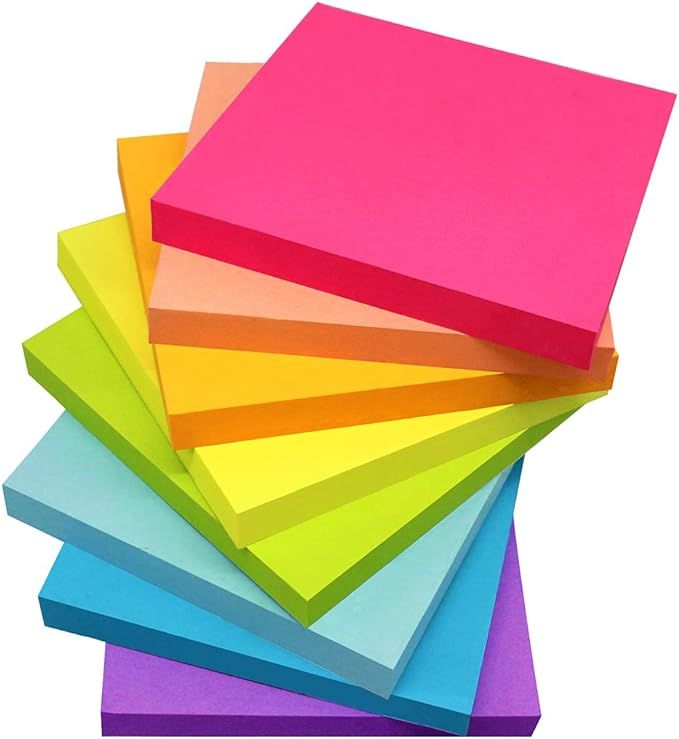 Amazon.com : (8 Pack) Sticky Notes 3x3 Inches,Bright Colors Self-Stick Pads, Easy to Post for Hom... | Amazon (US)