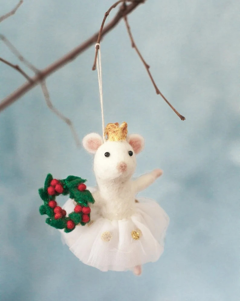 Ballerina Mouse Felt Ornament Handcrafted in Nepal - Etsy | Etsy (US)