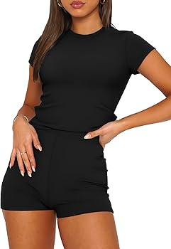 SAMPEEL Womens Two Piece Lounge Sets Casual Summer Outfits 2 Piece Short Matching Clothing Set | Amazon (US)