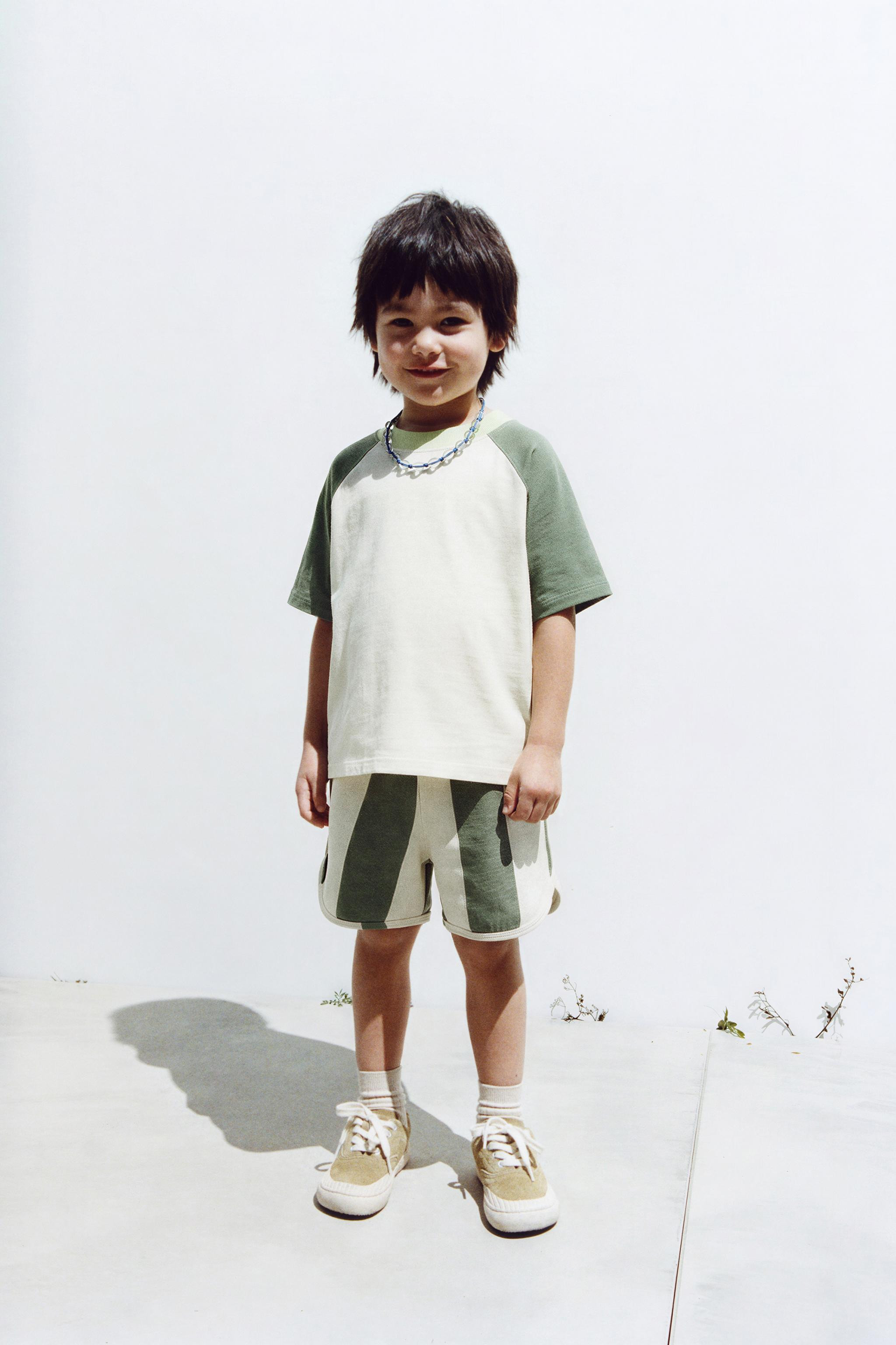 COLOUR BLOCK T-SHIRT AND WAVE BERMUDA SHORTS SET | Zara UK