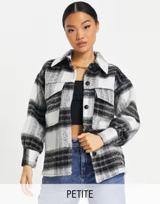 Violet Romance Petite oversized shacket in monochrome check | ASOS (Global)