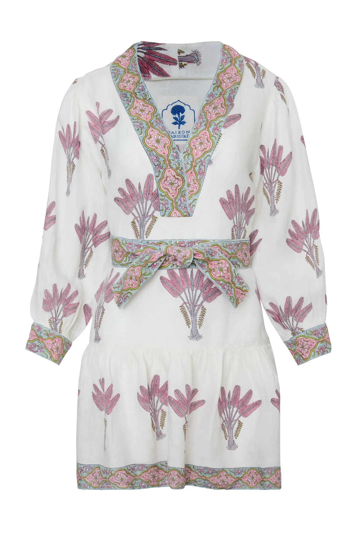 Mykonos Mini Dress in Pink Palm | Over The Moon
